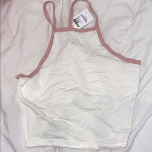 White tank with pink straps